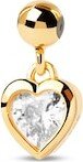 Pdpaola™ at 4.0mm Cubic Zirconia Solitaire Heart Bead Charm in Sterling Silver with 18K Gold Plate