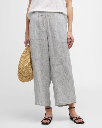 Heathered Wide-Leg Linen Pants