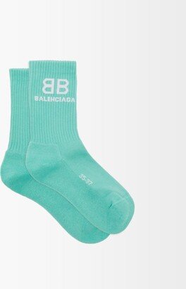 Logo-intarsia Ribbed Cotton-blend Socks-AB