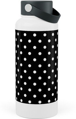 Photo Water Bottles: Dotty - White On Black Stainless Steel Wide Mouth Water Bottle, 30Oz, Wide Mouth, Black