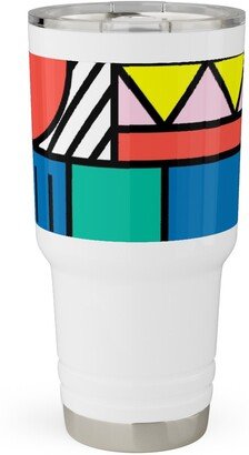 Travel Mugs: Memphis Color Block Travel Tumbler, 30Oz, Multicolor