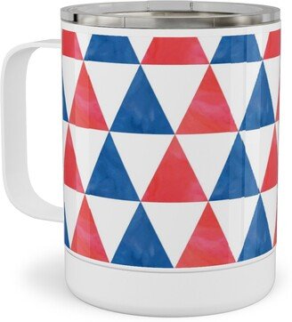 Travel Mugs: Faded Triangles - Multi Stainless Steel Mug, 10Oz, Multicolor