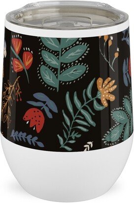 Travel Mugs: Midnight Garden Stainless Steel Travel Tumbler, 12Oz, Black