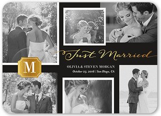 Wedding Announcements: Brilliant Monogram Collage Wedding Announcement, Yellow, Matte, Signature Smooth Cardstock, Rounded