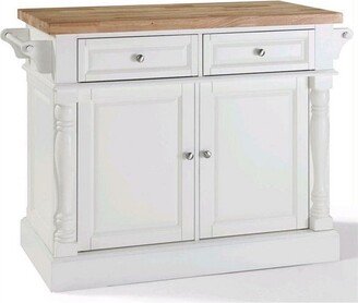 Wood Kitchen Island Butcher Block in White - Pemberly Row