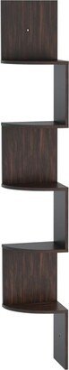 Hastings Home 5-Tier Floating Corner Shelf - Matte Espresso Brown