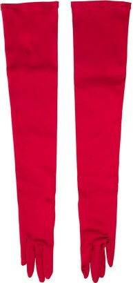 Long Red Pull-on Gloves In Stretch Viscose Woman