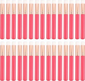 Unique Bargains 30 Pcs Makeup Brush Set Travel Blending Foundation Contour Concealer Blusher Brush 10.3x1.4cm Red