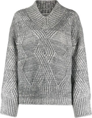 chunky-ribbed V-neck jumper