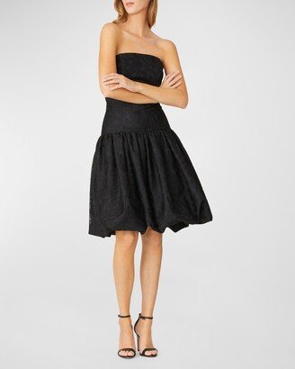 Amica Strapless Jacquard Bubble Mini Dress