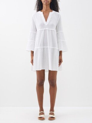 Embroidered Cotton-gauze Mini Dress