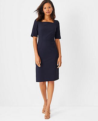 The Petite Square Neck Sheath Dress in Seasonless Stretch