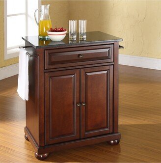 Alexandria Solid Black Granite Top Portable Kitchen Island