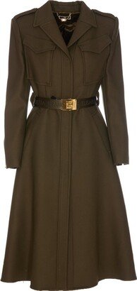 Belted Flared-Hem Coat