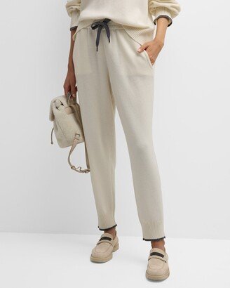 Cashmere Joggers with Bicolor Contrast Trim