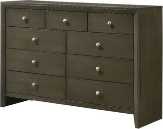 55 Gray Finish Manufactured Wood Nine Drawer Standard Dresser