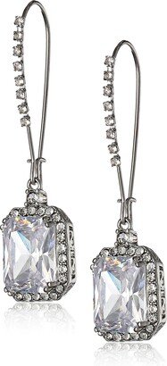 CZ Crystal Square Earrings Crystal/Silver Drop Earrings