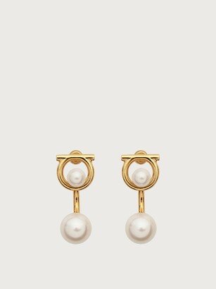 Woman Gancini earrings with synthetic pearls Gold