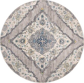 Madison MAD153 Power Loomed Area Rug - Light Grey/Blue - 6'7 round