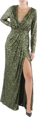 Womens Sequined Maxi Evening Dress-AB