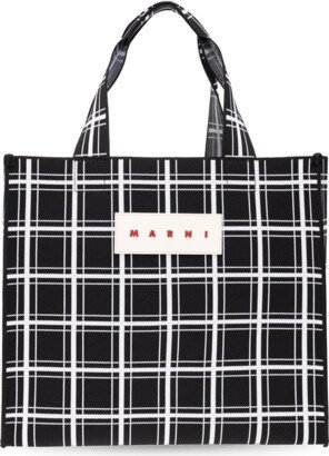 Checked Shopper Bag - Black