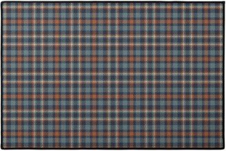 Door Mats: Plaid - Terracotta And Blue Door Mat, Blue