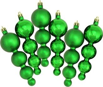 Northlight 6ct Shiny and Matte Finial Shatterproof Christmas Ornament Set 5.75 - Green