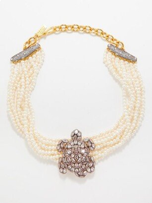 Turtle Faux-pearl & 24kt Gold-plated Choker