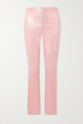 Amalini Sequined Stretch Recycled-satin Skinny Pants - Pink