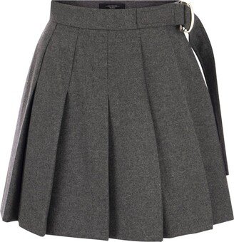 Pleated Flannel Mini Skirt