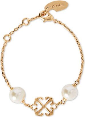 Logo Plaque Pearl Detailed Bracelet