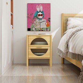 Aash 2 drawer Nightstand with shelf,Bedside Table Bamboo With Storage(22.05H*17.72W*14.97D),Natural Finish-The Pop Home‎