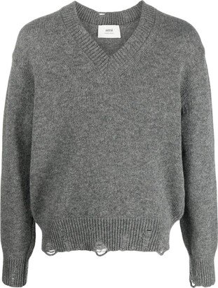 Distressed-Finish Virgin Wool Jumper