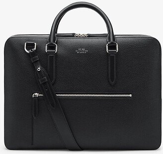 Mens Black Ludlow Large Grained-leather Briefcase