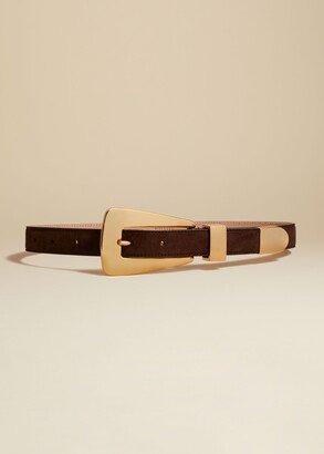 The Lucca Belt in Coffee Suede with Gold