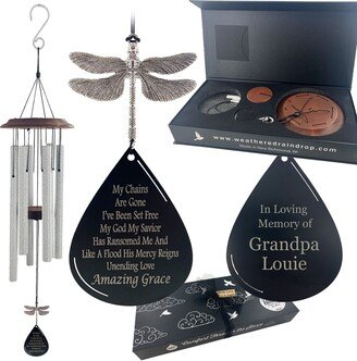 Amazing Grace Memorial Wind Chime Gift Outdoor Deep Tone Sympathy For Employee Black Metal Teardrop Dragonfly-Bereavement