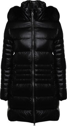 Quilted Down Jacket With Hood In Fur