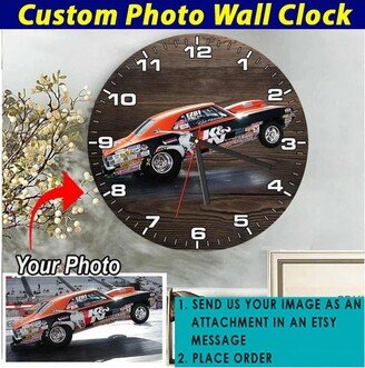 Personalized Drag Racing Wooden Wall Clock, Car, Dragster, Drifting Car Gifts, Dirt Late Racing, Funny Gifts