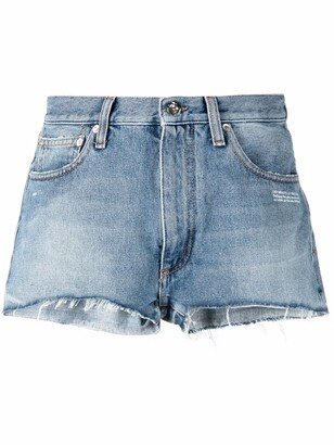 Logo-Print Frayed-Edge Denim Shorts