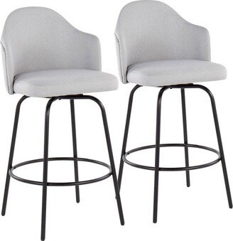 Set of 2 Ahoy Polyester/Metal Counter Height Barstools Black/Light Gray