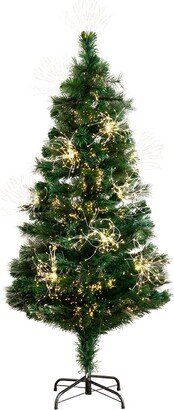 5Ft Pre-Lit Fiber Optic Artificial Christmas Tree With 146 Warm White Led Lights