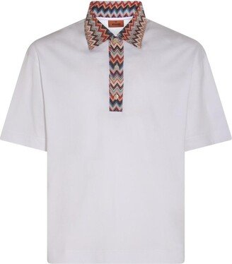 Zigzag Chevron-Trim Short Sleeved Polo Shirt-AA