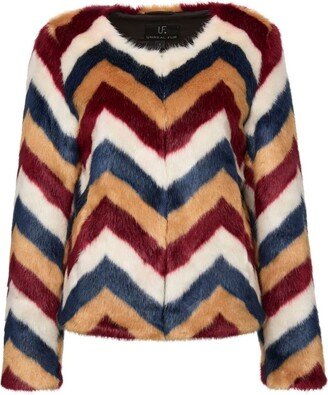 Frequency zigzag faux-fur jacket