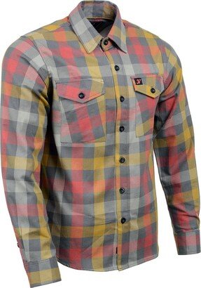 Milwaukee Leather MNG11661 Men's Gray and Red with Yellow Long Sleeve Cotton Flannel Shirt - 4X-Large