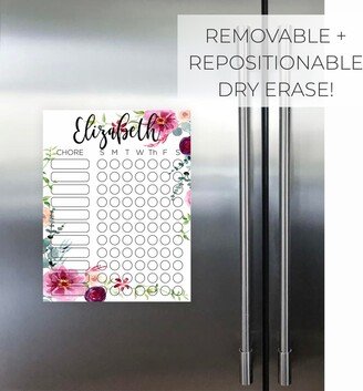 Personalized Repositionable Chore Chart || Dry Erase Removable Damage Free Dorm Room Decor Refrigerator Fridge Wall 03-017-021