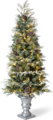 5' Pre-Lit Pine Artificial Christmas Porch Tree with 180 Warm White Lights