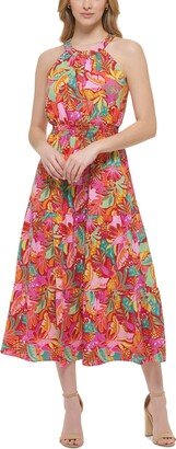 Women's Printed Halter Midi Dress