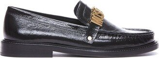 Logo-Lettering Round-Toe Loafers-AC