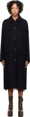 Black Spread Collar Reversible Coat