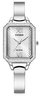 Eco-Drive Silhouette Crystal Stainless Steel Bangle Watch, 23mm